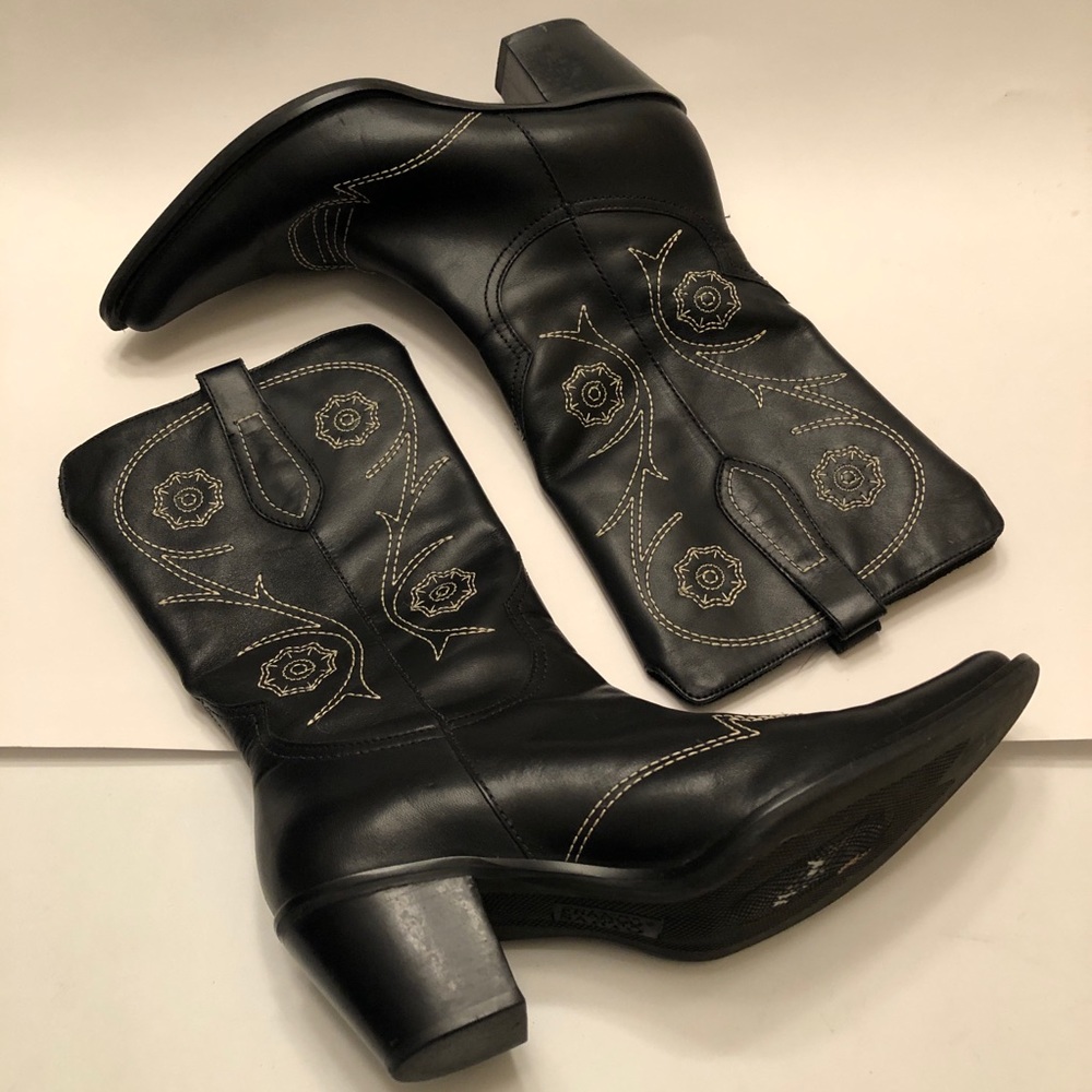 Franco Sarto black cowboy boots